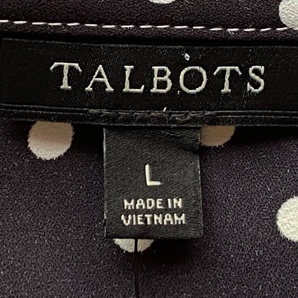 NWT Talbots Sz L Womens Blouse Sleeveless Black/White Polka Dot - Picture 8 of 10